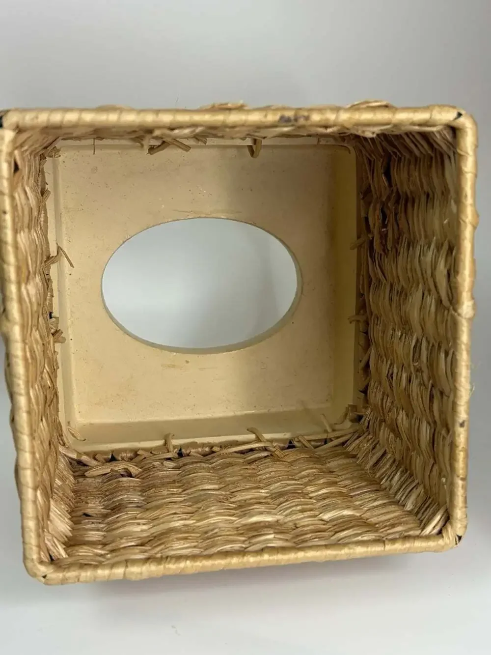 Vintage Ceramic Floral Wicker Tissue Box Cover